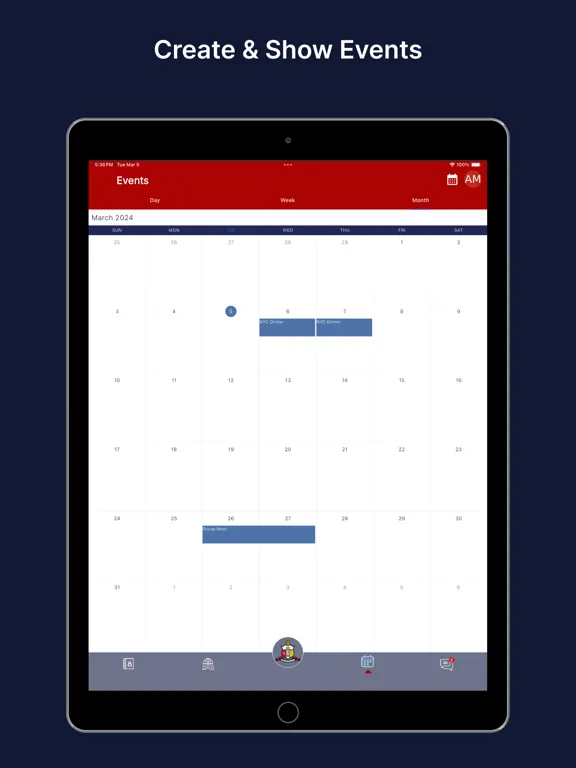 Tangkapan layar Fraternity App iPad 