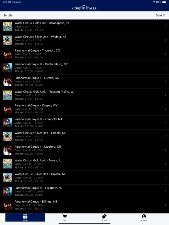 Cirque Italia iPad 应用截图