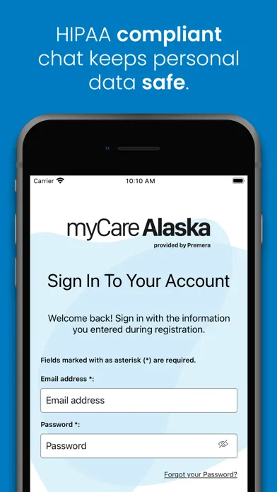 Capturas de tela do myCare Alaska