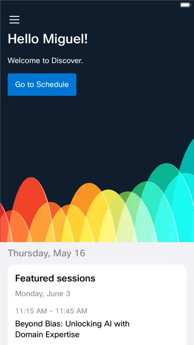 Capturas de tela do Cisco Events App