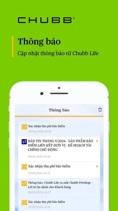 Capturas de tela do CHUBB eConnect