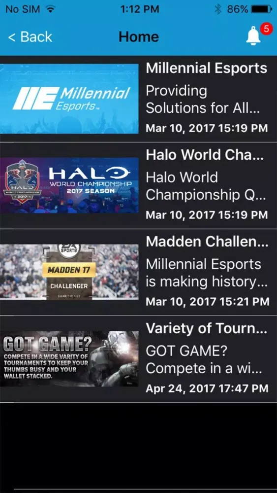 Tangkapan skrin Millennial Tournaments