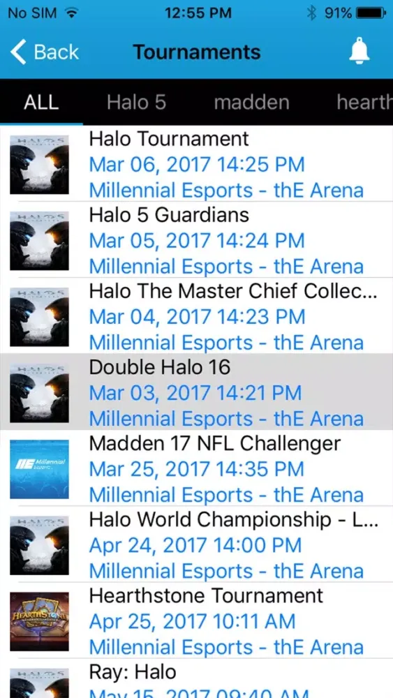 Tangkapan skrin Millennial Tournaments