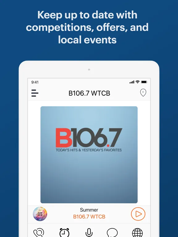 Tangkapan skrin B106.7 WTCB iPad 