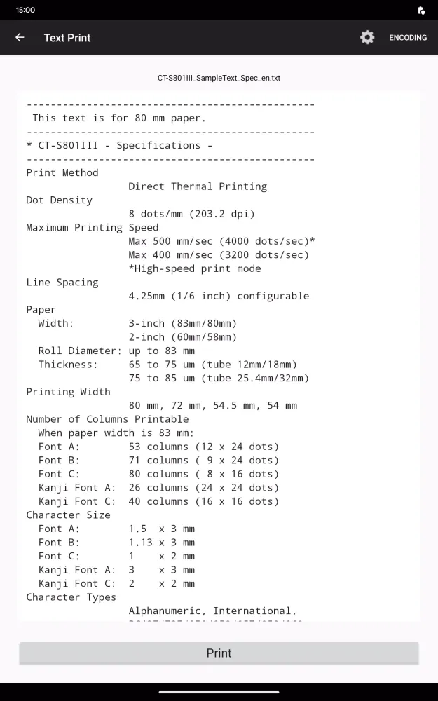 Citizen PDemo for POS Printer Screenshots