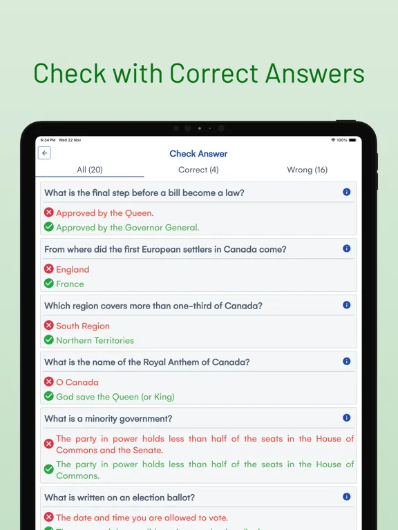 Canadian Citizenship Exam Prep iPad  Screenshots