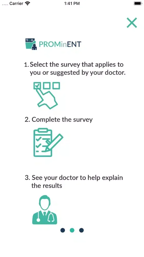 Capturas de tela do PROMinENT-Patient Reporting