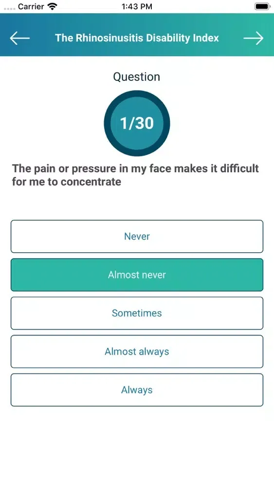 Capturas de tela do PROMinENT-Patient Reporting