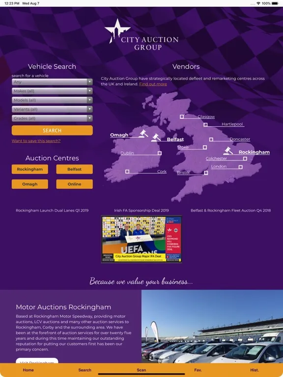 Capturas de tela do City Auction Group iPad 