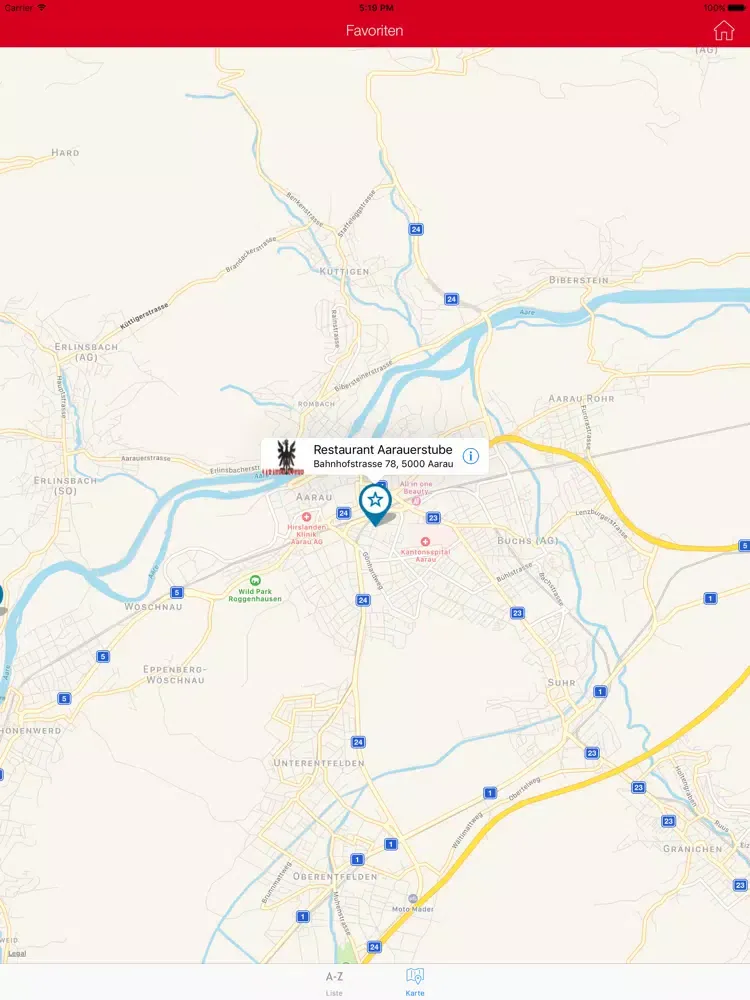 Ảnh chụp màn hình của Aarau iPad 