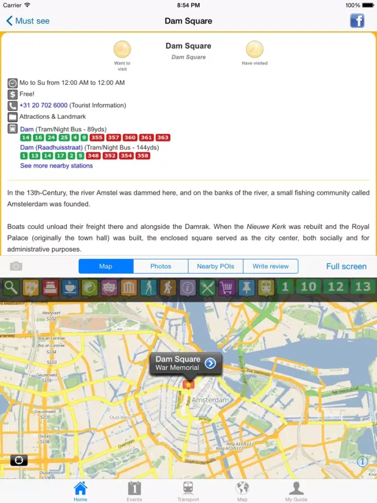 Ảnh chụp màn hình của Amsterdam Travel Guide Offline iPad 
