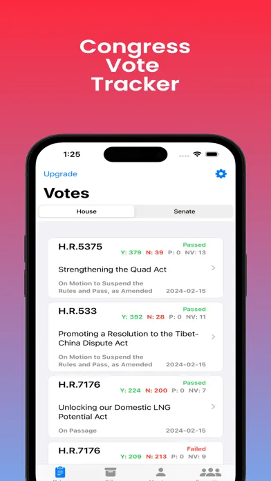 Capturas de pantalla de Congress Vote Tracker
