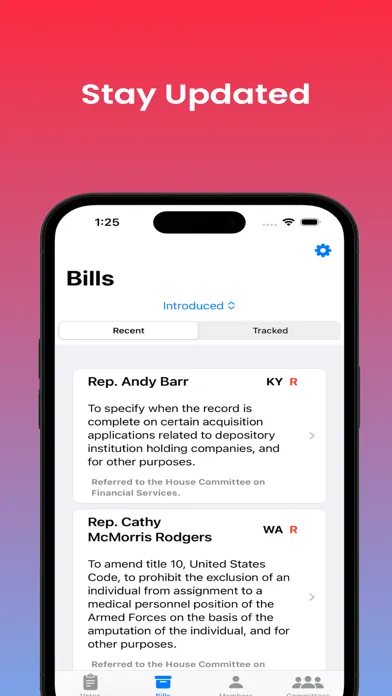 Capturas de pantalla de Congress Vote Tracker