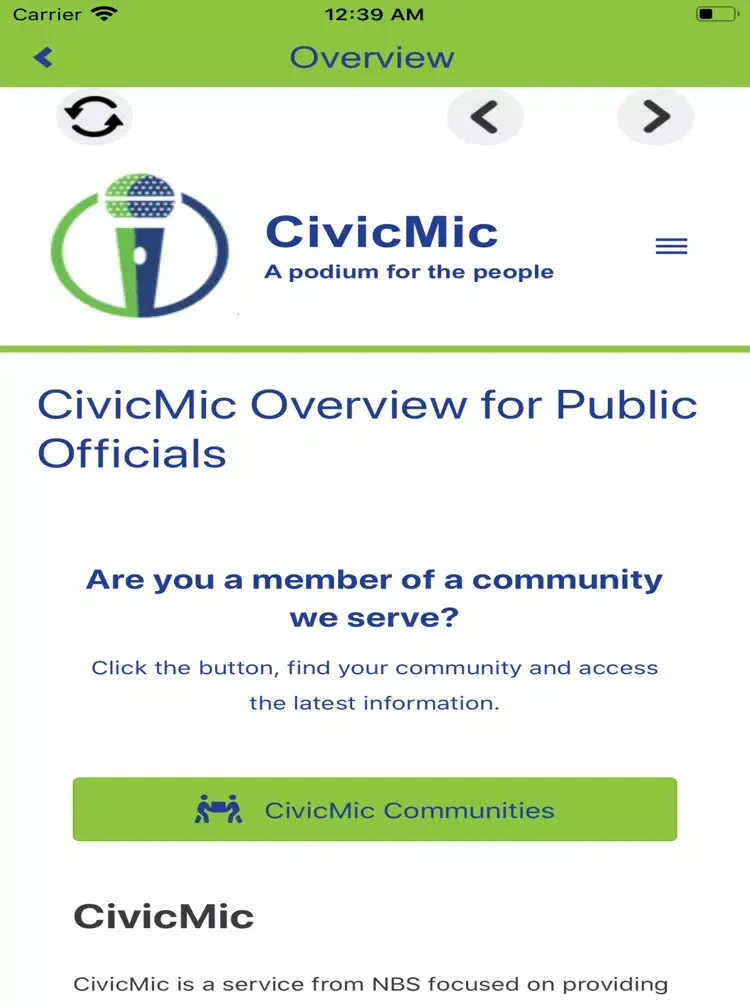 Capturas de pantalla de CivicMic iPad 