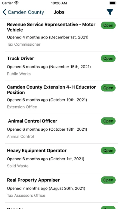 Capturas de tela do Camden County GA