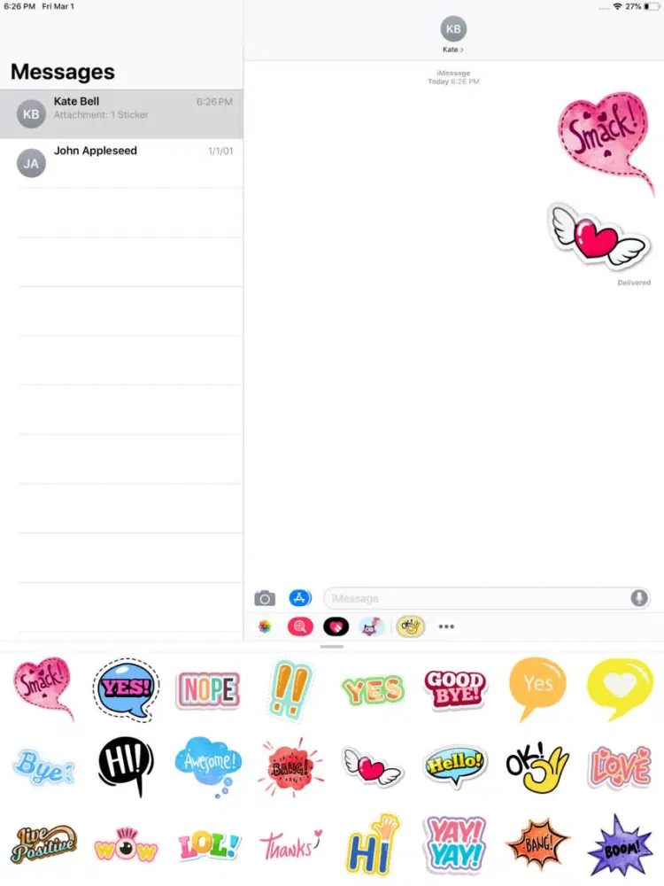 Capturas de tela do Chatty Word Message Stickers iPad 