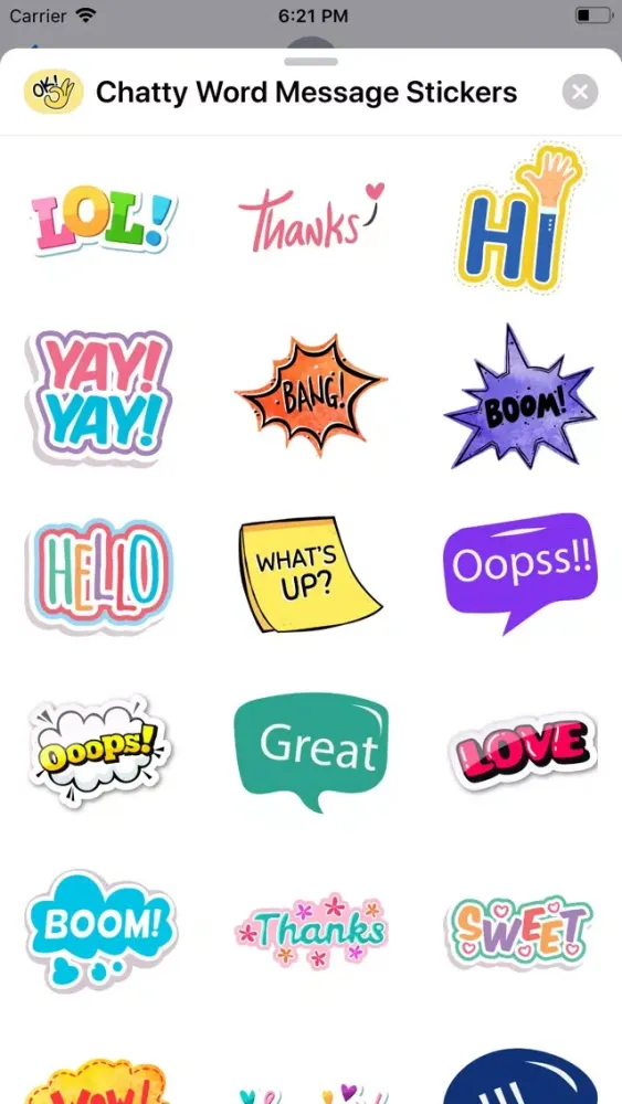 Capturas de tela do Chatty Word Message Stickers