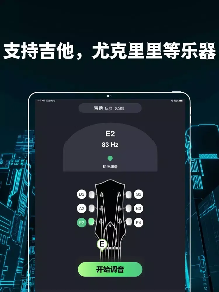 Tangkapan skrin GuitarTuner pro吉他调音器:调音器 iPad 
