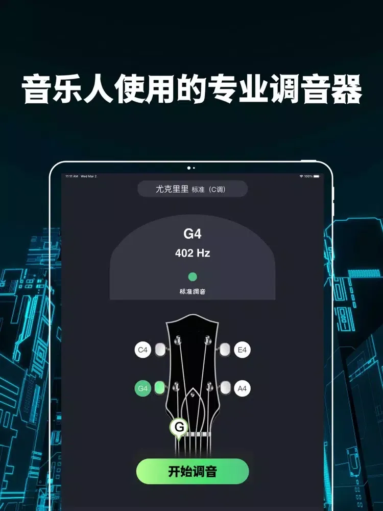 Tangkapan skrin GuitarTuner pro吉他调音器:调音器 iPad 