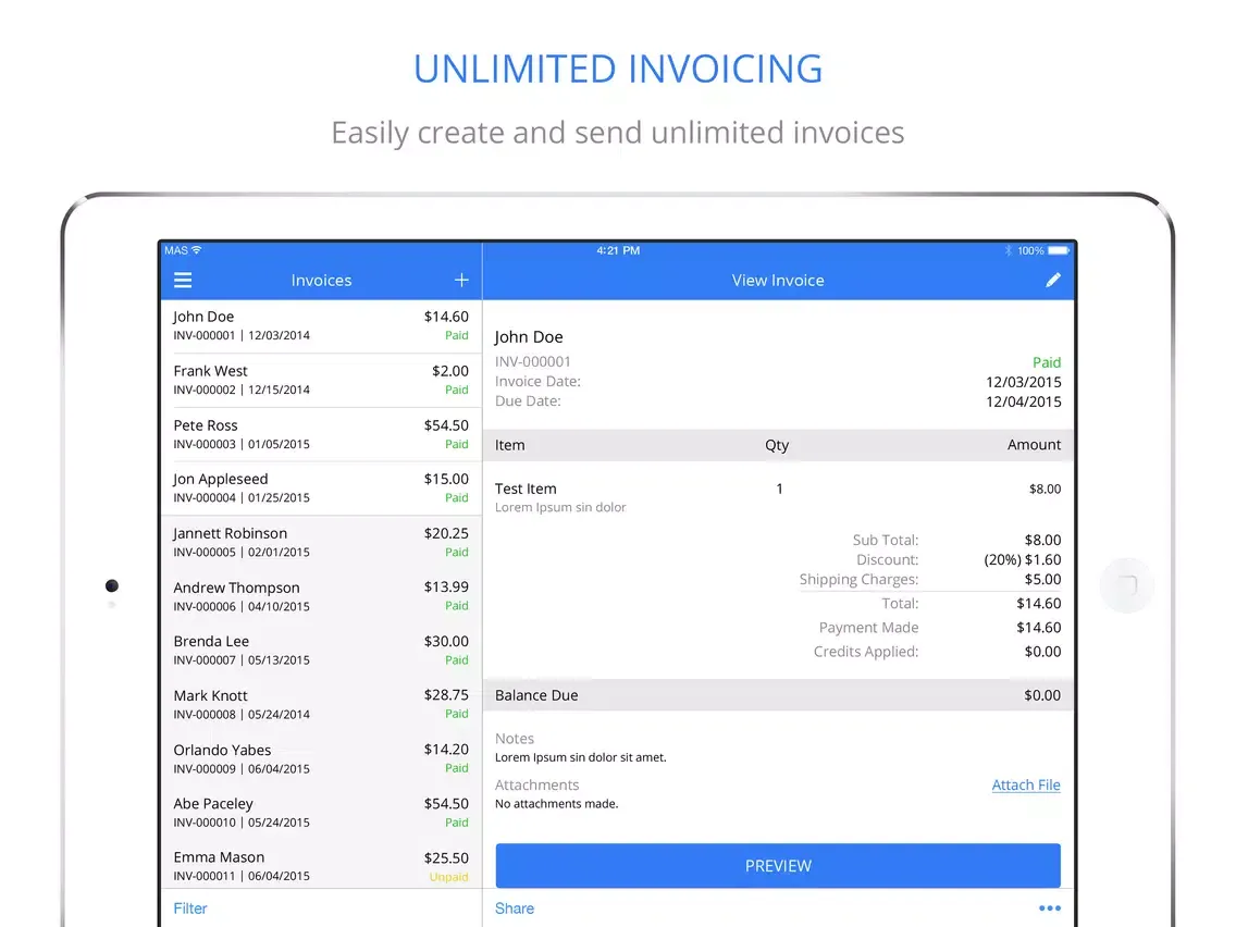 Invoice Maker Invoices Unltd iPad  سکرین شاٹس