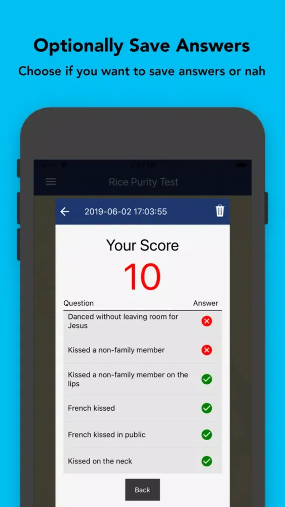 Tangkapan layar Rice Purity Test
