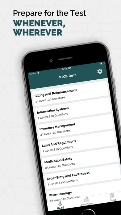 Capturas de tela do PTCB Practice Tests