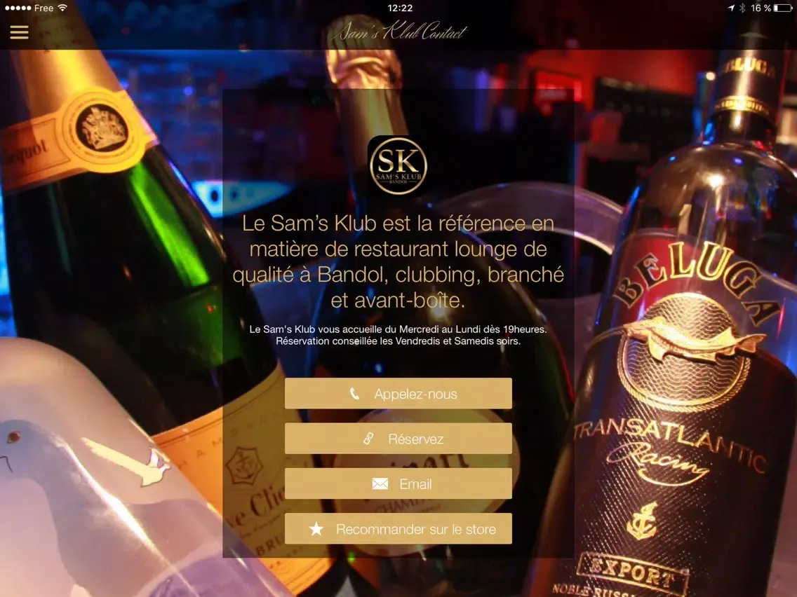Zrzuty ekranu Sam's Klub Bandol Restaurant & Clubbing iPad 