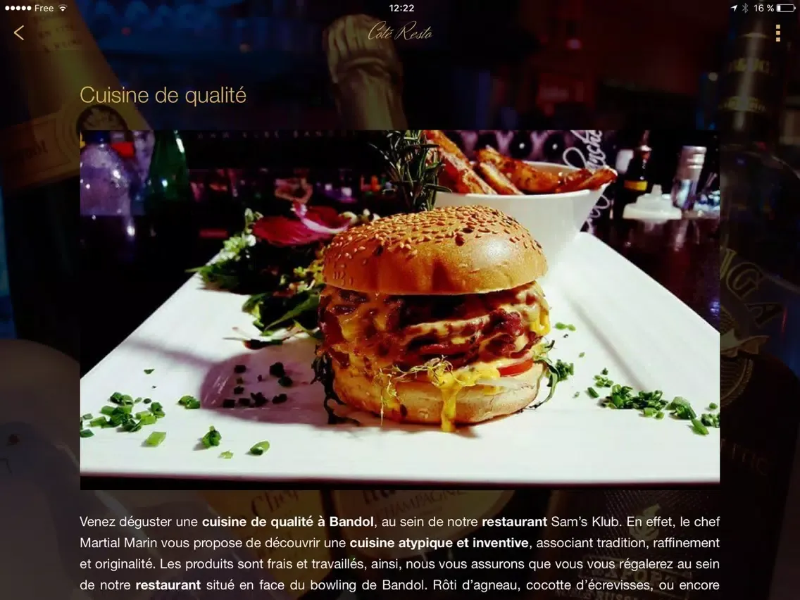 Zrzuty ekranu Sam's Klub Bandol Restaurant & Clubbing iPad 