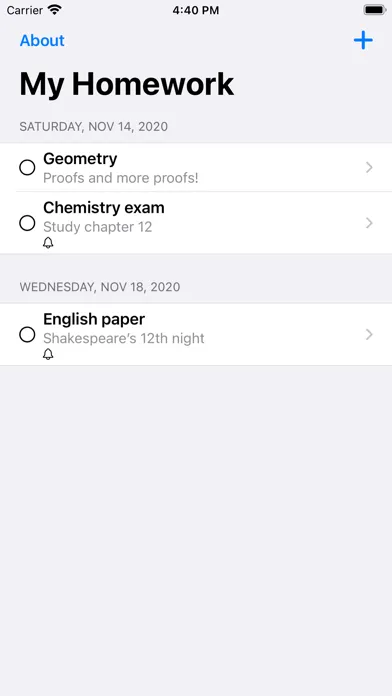 Tangkapan layar My Homework Reminder