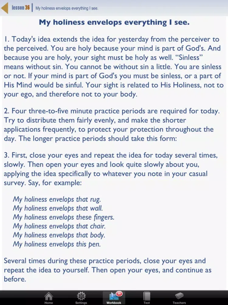 The ACIM App iPad  Screenshots