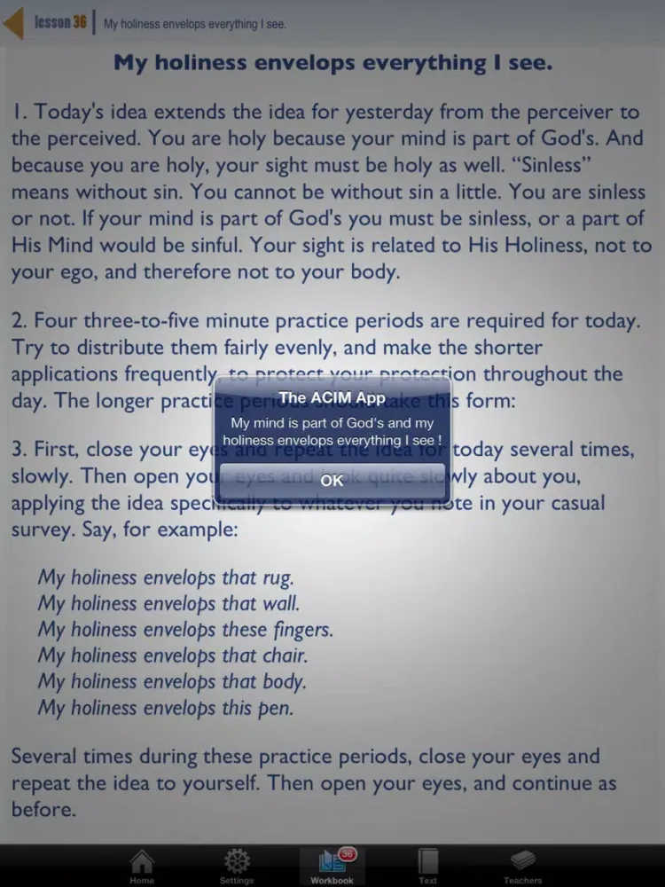 The ACIM App iPad  Screenshots
