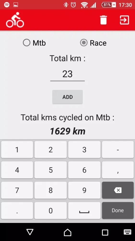 Cycling distance 스크린샷