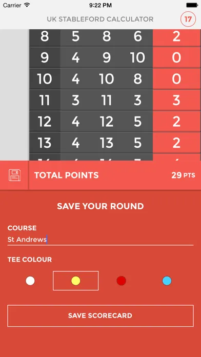 ภาพหน้าจอของ UK Stableford Calculator