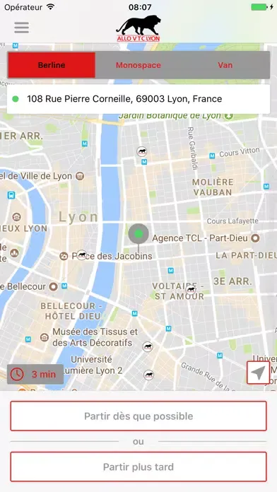 Captures d'écran de Allo VTC Lyon