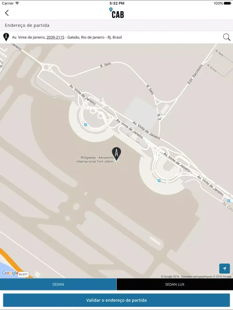 Tangkapan layar Ocab iPad 