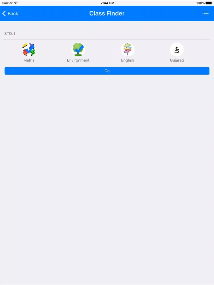 Tangkapan layar Class Finder App iPad 