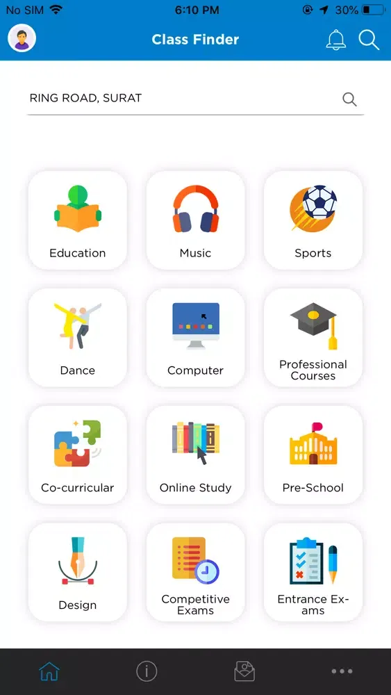 Tangkapan layar Class Finder App