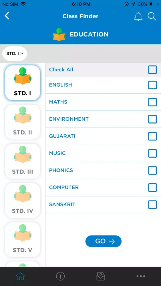 Tangkapan layar Class Finder App