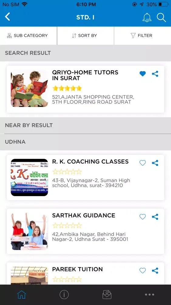 Tangkapan layar Class Finder App
