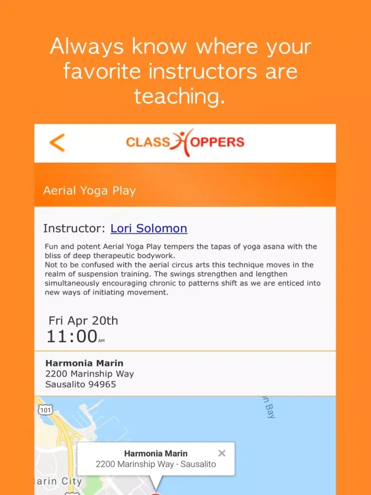 Class Hoppers Fitness Classes iPad  Screenshots