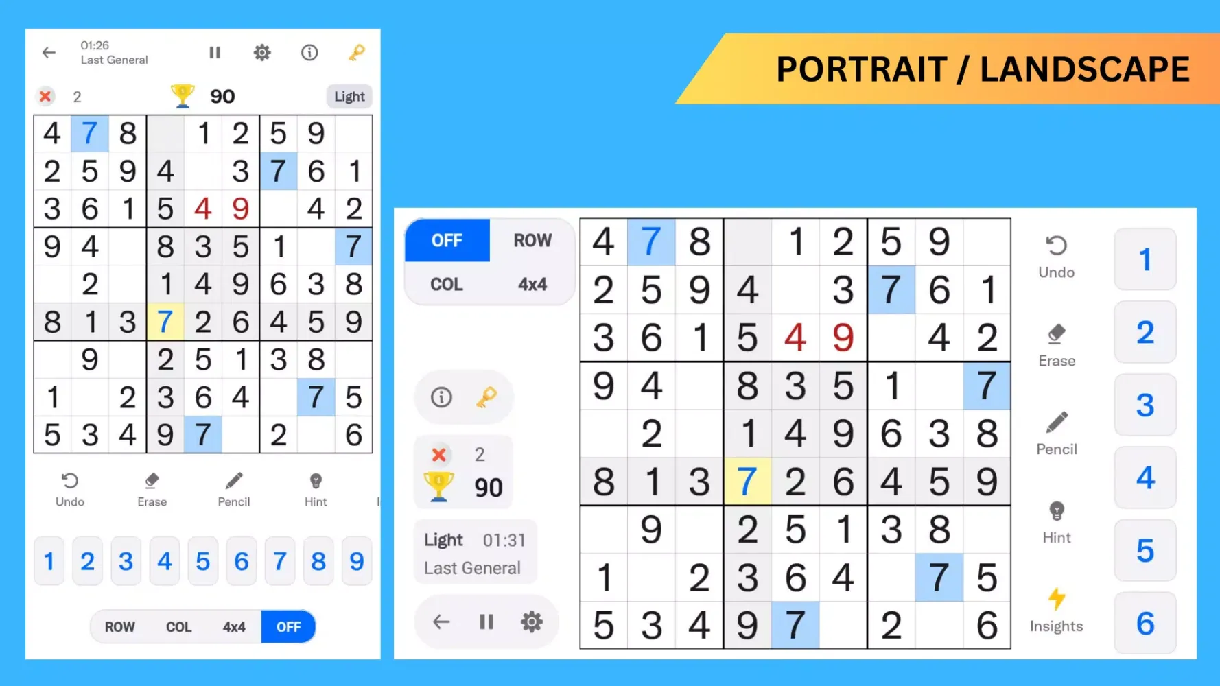 Classic Mobile Sudoku Game Screenshots