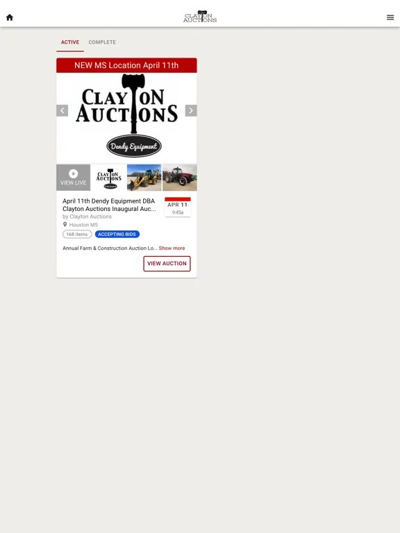 Clayton Auctions iPad  Screenshots