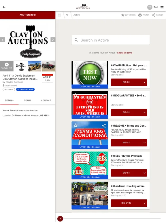 Clayton Auctions iPad  Screenshots