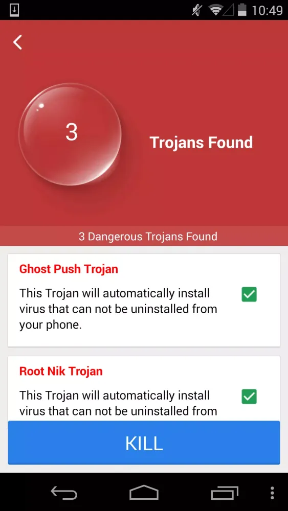 Ảnh chụp màn hình của Stubborn Trojan Killer
