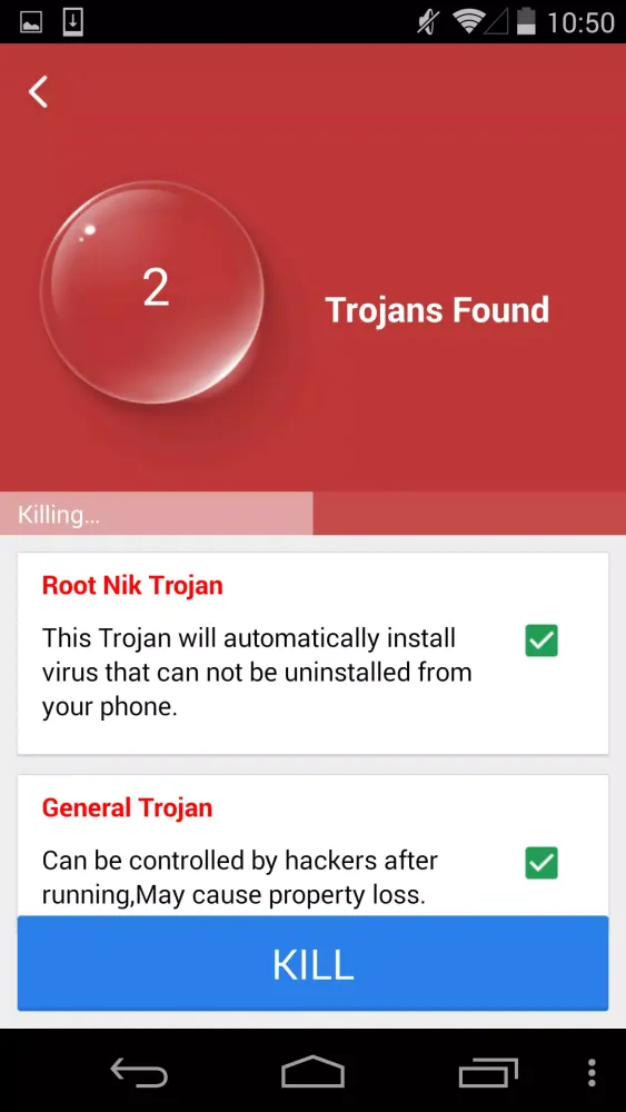 Ảnh chụp màn hình của Stubborn Trojan Killer