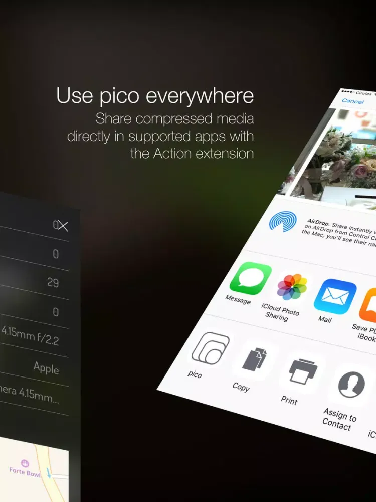 Zrzuty ekranu pico - compress photos, view EXIF, protect privacy iPad 