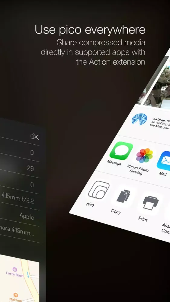Zrzuty ekranu pico - compress photos, view EXIF, protect privacy