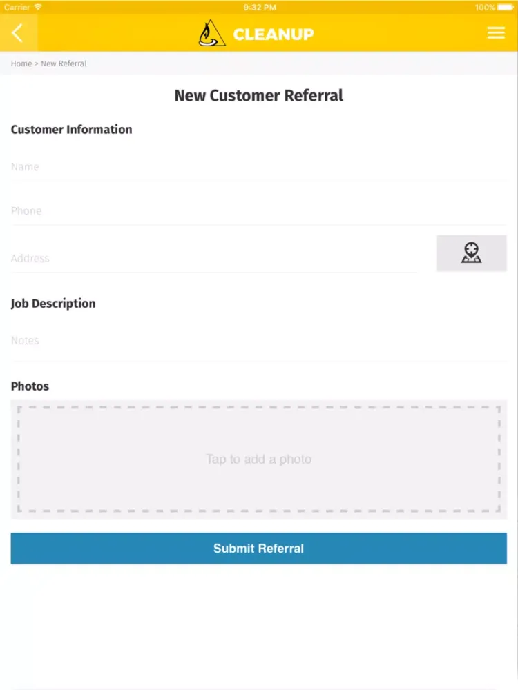 Cleanup Services Referrals iPad  Screenshots