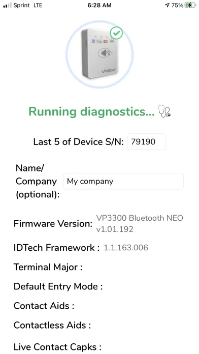 Tangkapan skrin Clearent IDTech Diagnostics