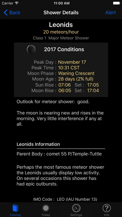 Screenshot di Meteor Shower Guide